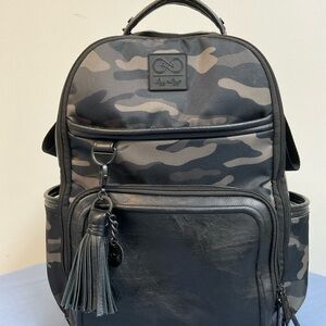 Italy Ritzy Boss Backpack Diaper Bag - camo black Large Vegan Leather , NEW